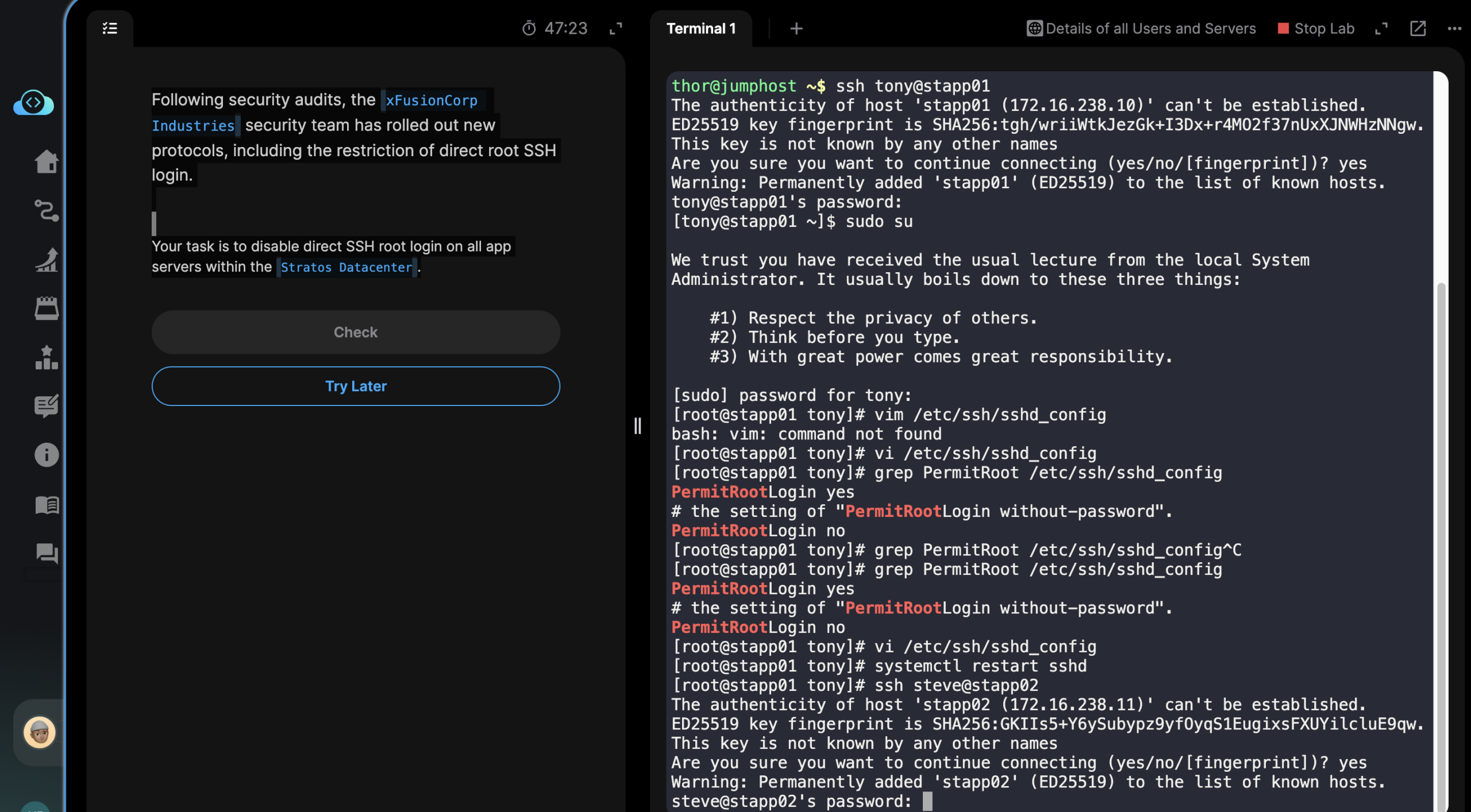 Day 03 of 100 Days of DevOps – with Kode Kloud – Secure Root Access