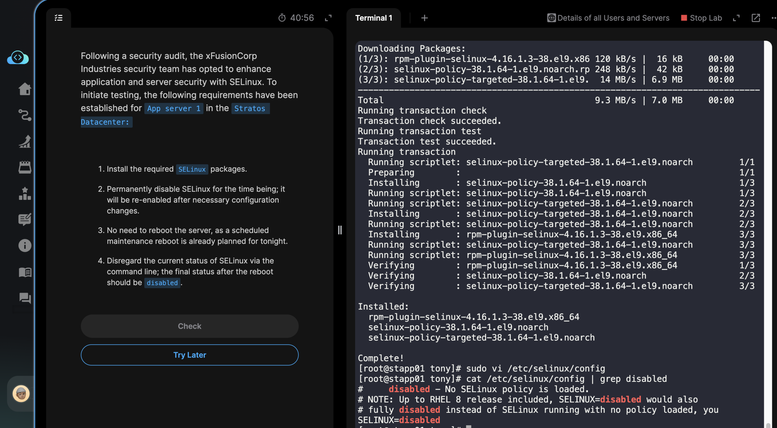 Day 05 of 100 Days of DevOps: SE Linux (Security Enhanced Linux) Install & Config – DevOps with Kode Kloud education